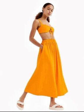 For Love & Lemons Clementine High-Waist Orange Maxi Skirt set